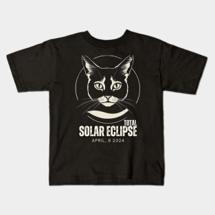 CAT OF THE TOTAL SOLAR ECLIPSE 2024 Kids T-Shirt